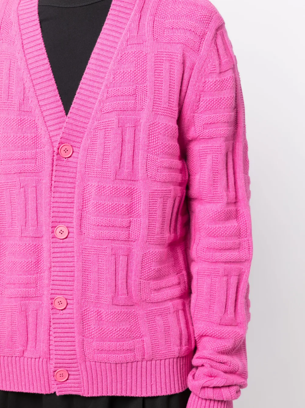 Shop Ambush Monogram-pattern Knit Cardigan In Pink