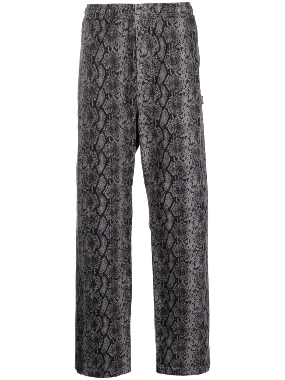 Stussy Snakeskin-print Cotton Trousers In Grau