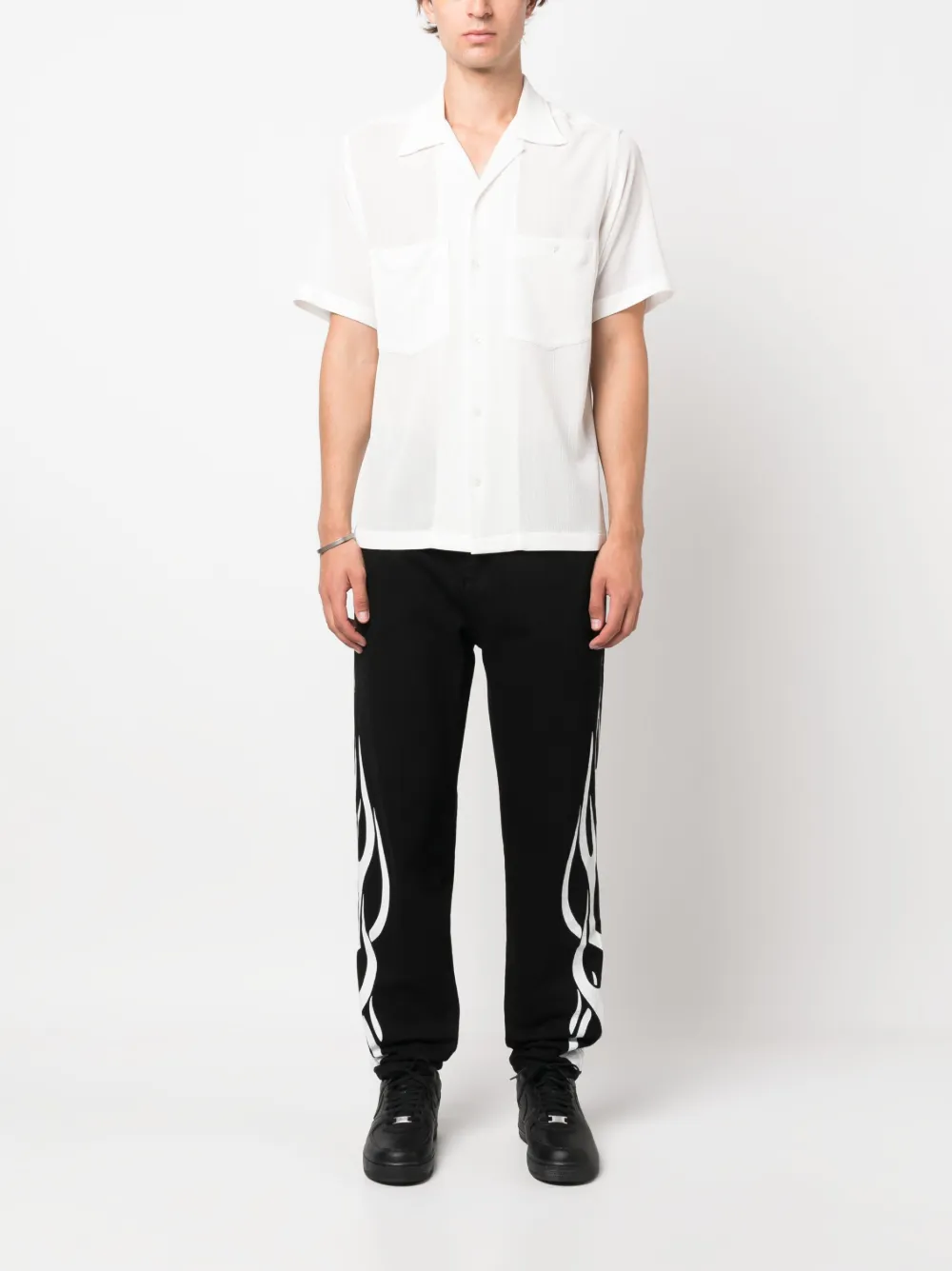Vision Of Super flame-print straight-leg jeans - Zwart