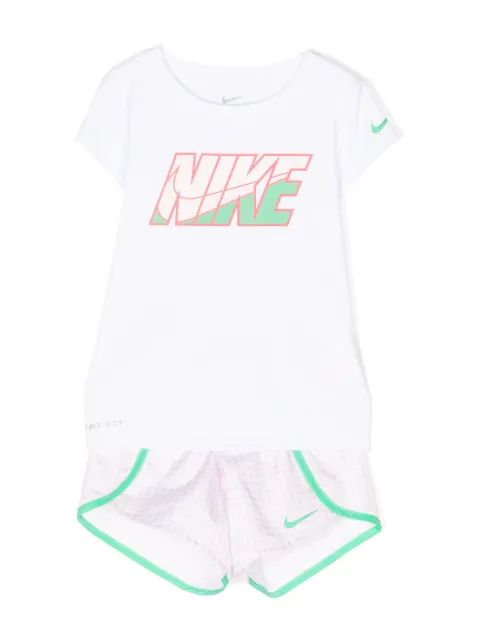 Nike Kids check-print contrast-trim shorts