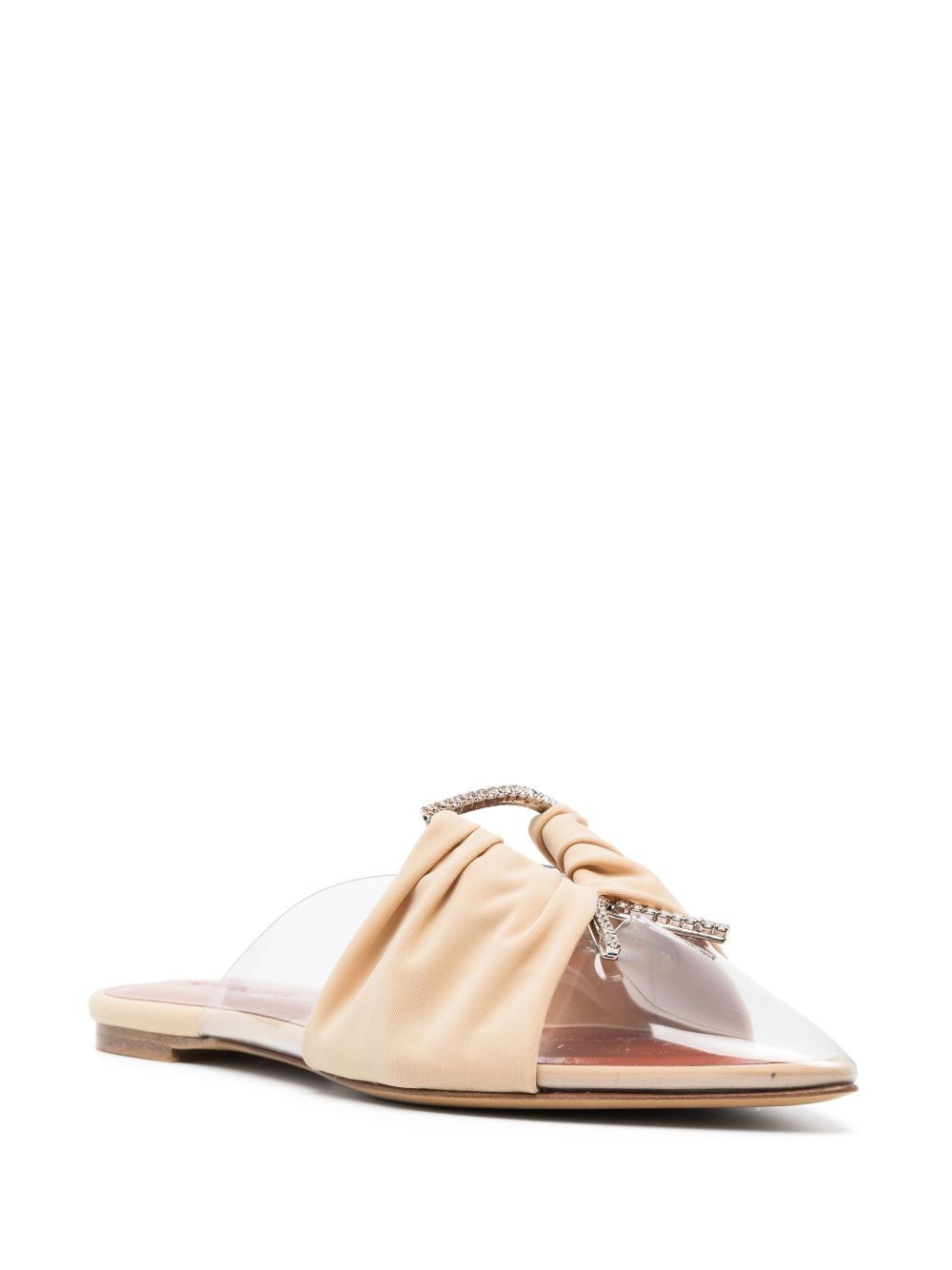 Shop Nensi Dojaka Bow-detail Pointed Mules In Neutrals