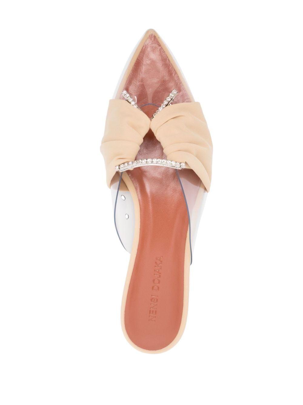 Shop Nensi Dojaka Bow-detail Pointed Mules In Neutrals