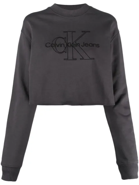 Calvin Klein Jeans monogram-embroidered cropped sweatshirt