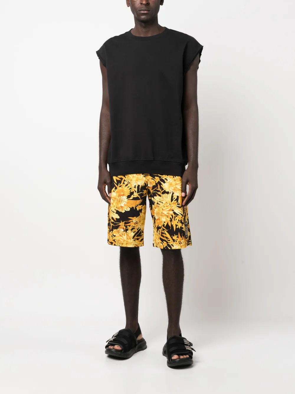 Just Cavalli floral-motif track shorts - Zwart