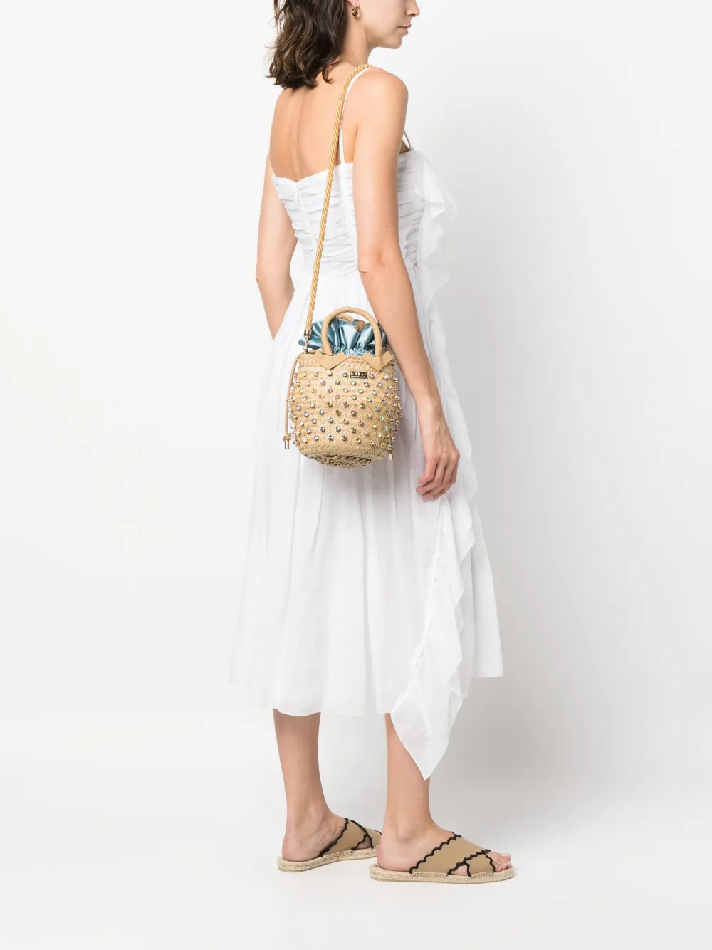 Le Nine Nima tas verfraaid met kristallen - Beige