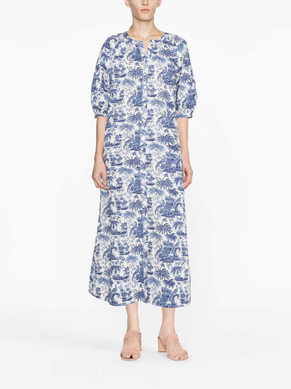 STAUD Midi-jurk met print - Blauw