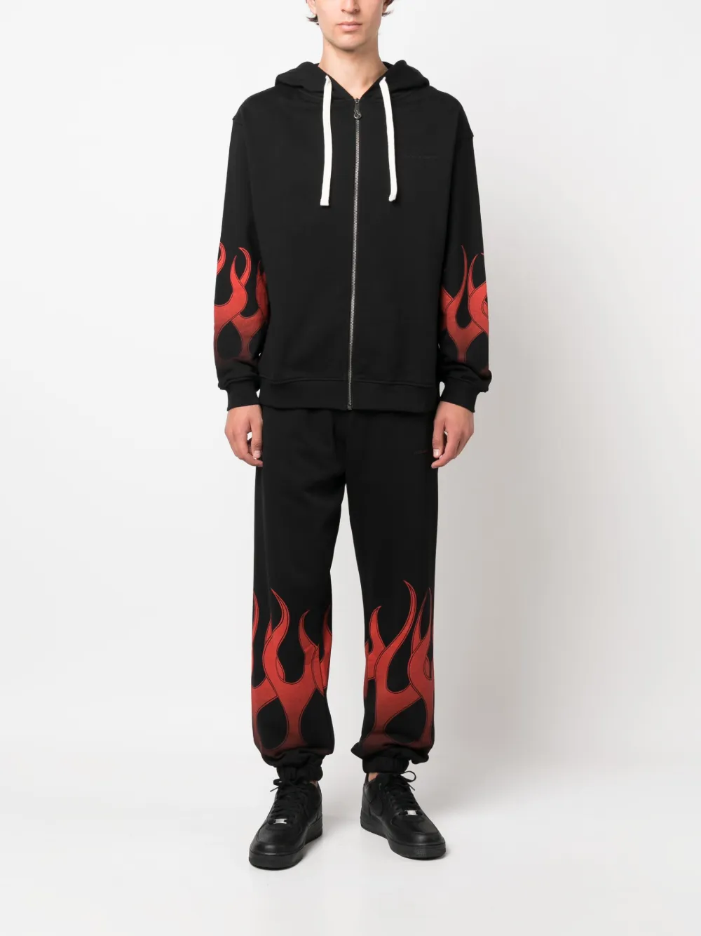 Vision Of Super flame-print cotton hoodie - Zwart