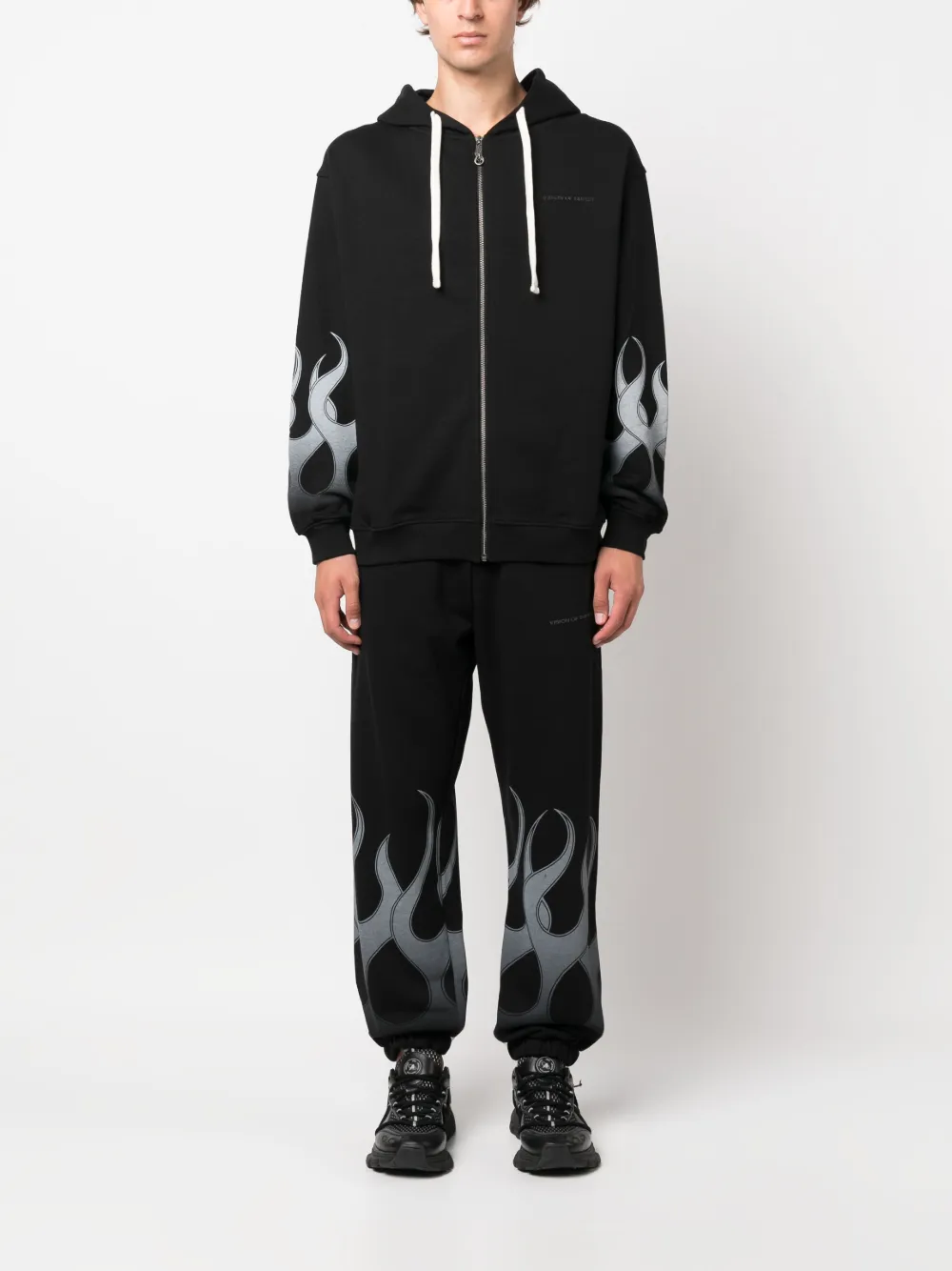 Vision Of Super flame-print cotton track pants - Zwart
