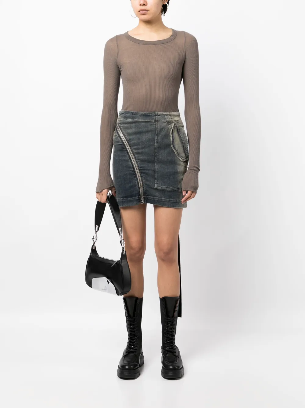 Shop Rick Owens Drkshdw Ombré-effect Denim Miniskirt In Blue