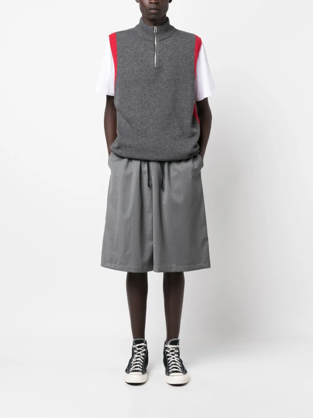 Maison Kitsuné knee-length virgin-wool shorts - Grijs