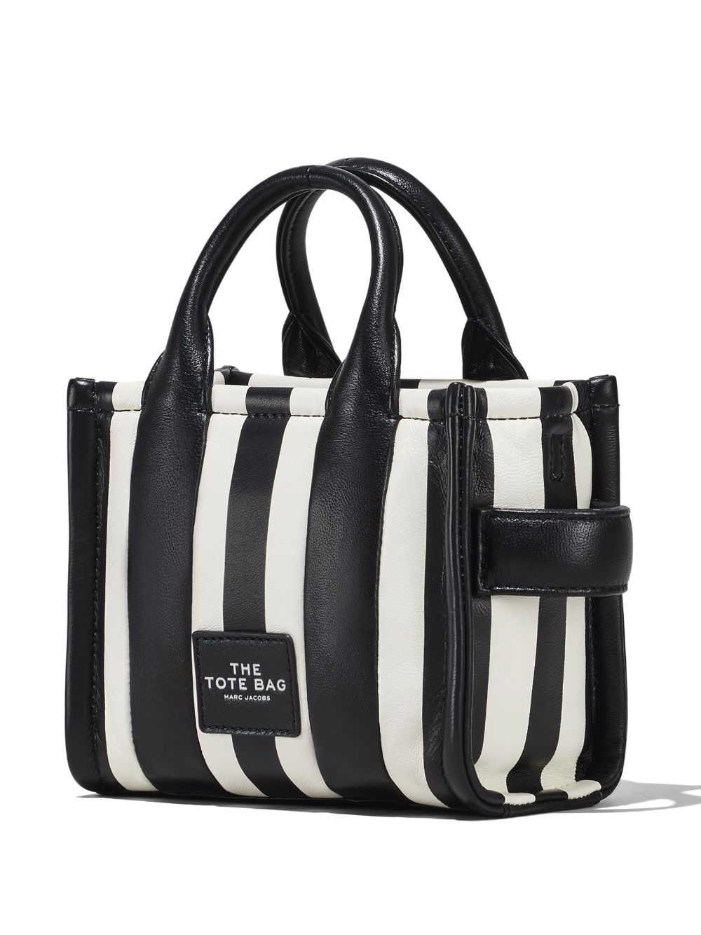 Shop Marc Jacobs The Striped Mini Tote Bag In Black