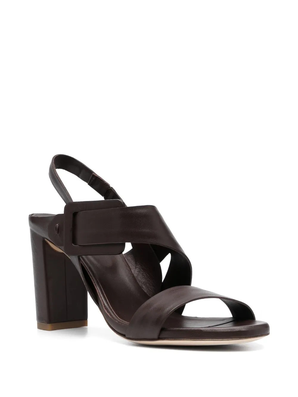 Shop Del Carlo Open-toe Leather Sandals In Brown