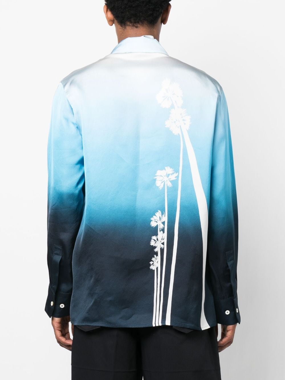 Shop Jil Sander Gradient-effect Floral-print Shirt In Blue