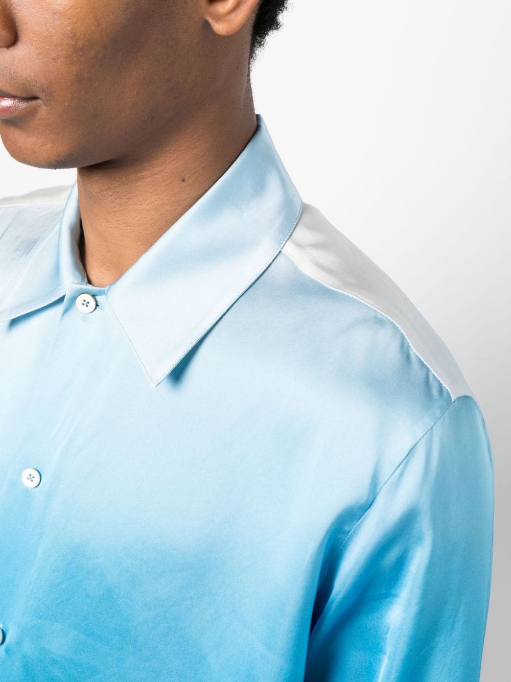 Shop Jil Sander Gradient-effect Floral-print Shirt In Blue
