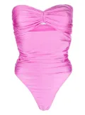 Amen ruched-effect strapless swimsuit - Pink