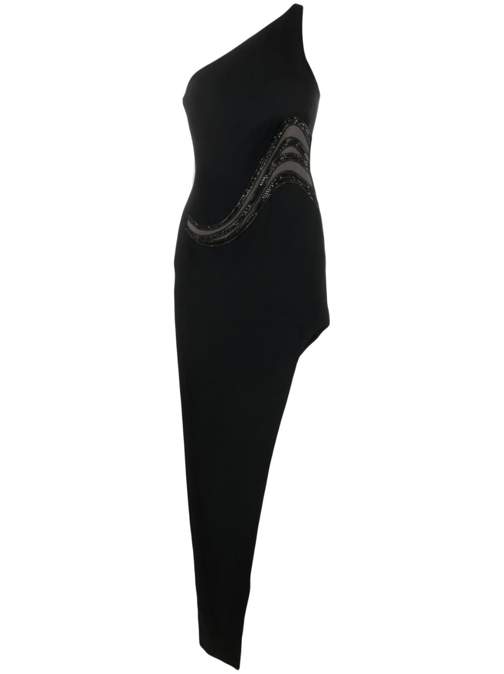 David Koma Crystal-embellished One-shoulder Dress In Black