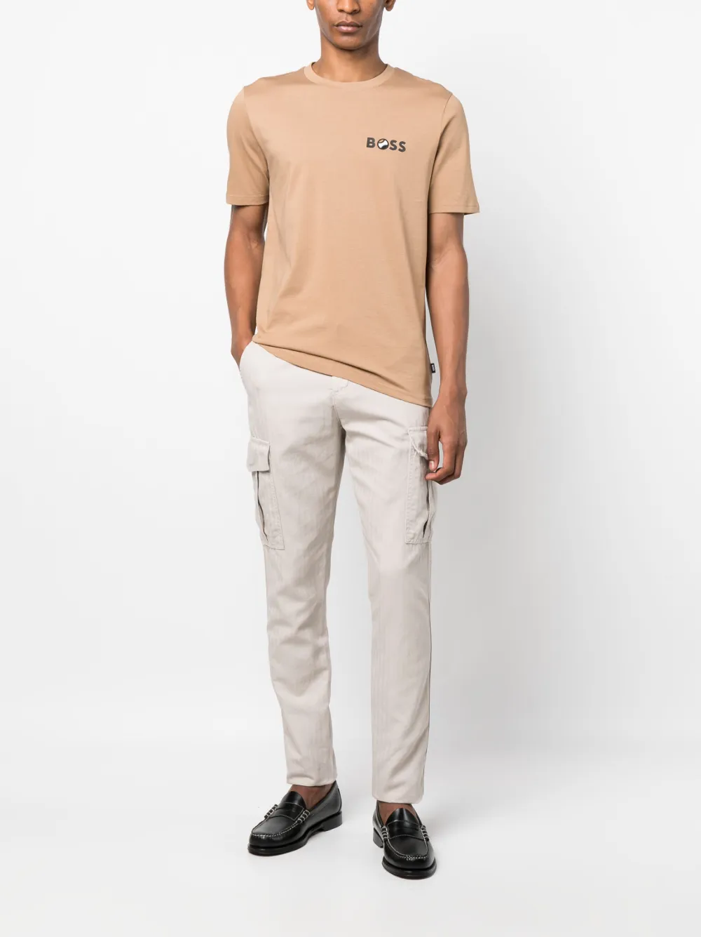BOSS logo-print cotton T-shirt - Beige