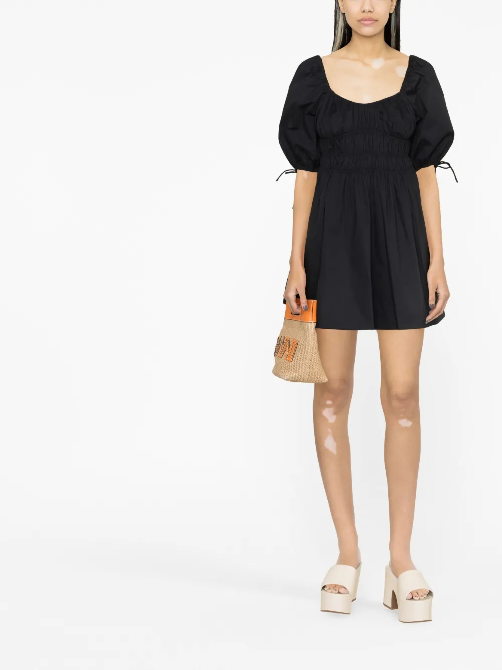 STAUD Faye cotton minidress - Zwart