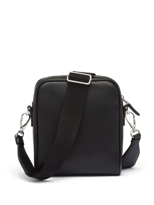 Prada Men's Triangle Logo Leather Crossbody Bag