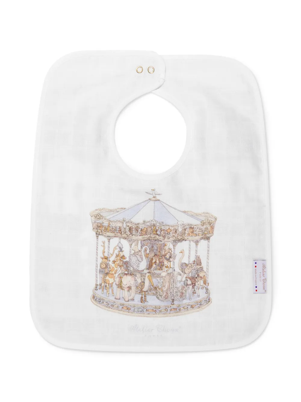 Atelier Choux Carousel-print organic cotton bib - Wit