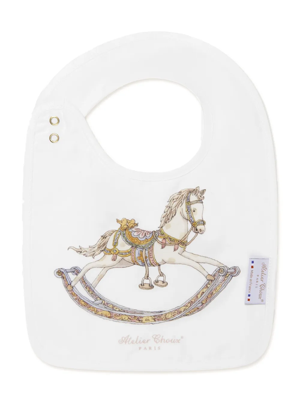 Atelier Choux illustration-print organic cotton bib - Wit