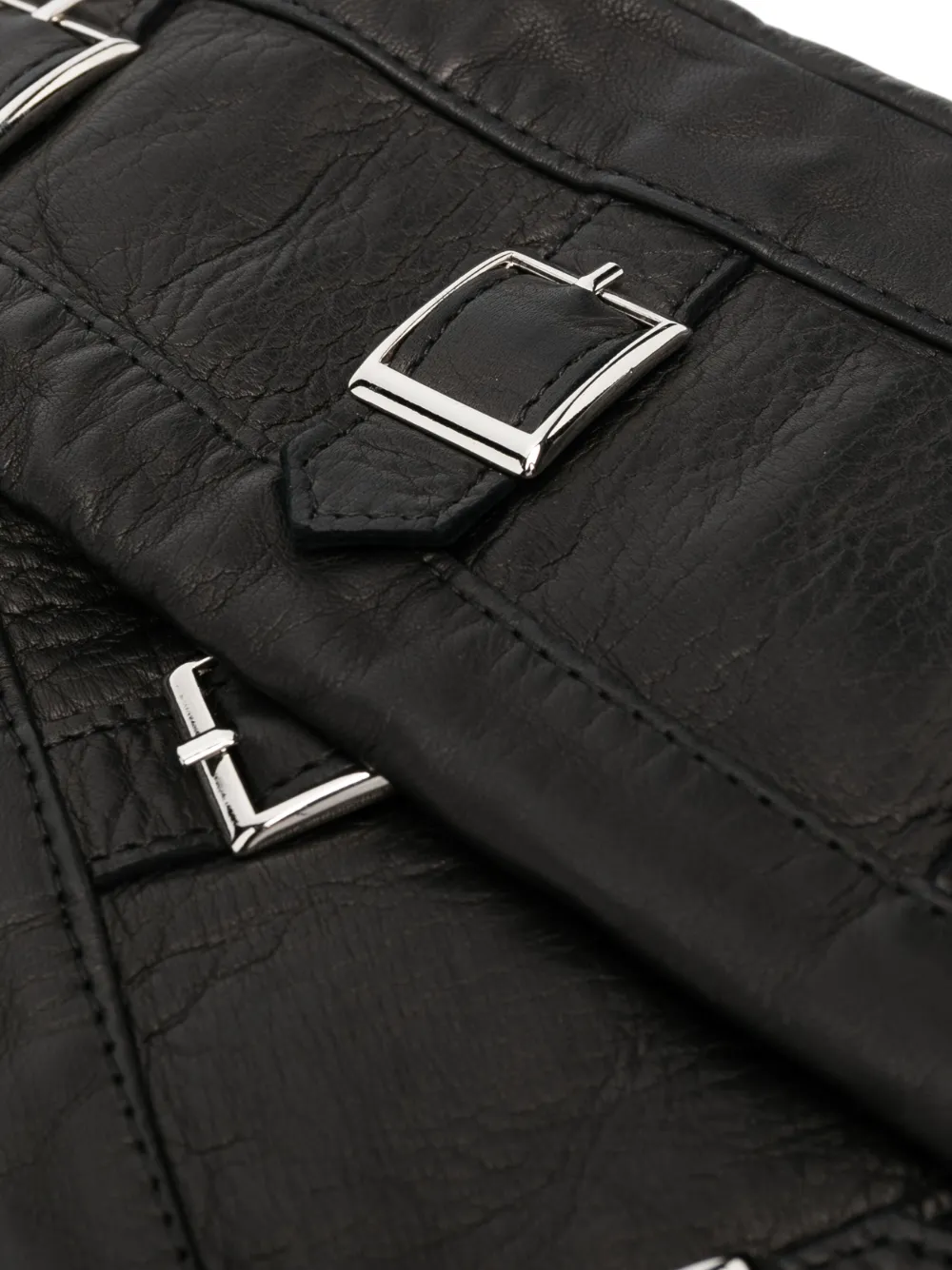 Manokhi buckle-fastening leather gloves - Zwart