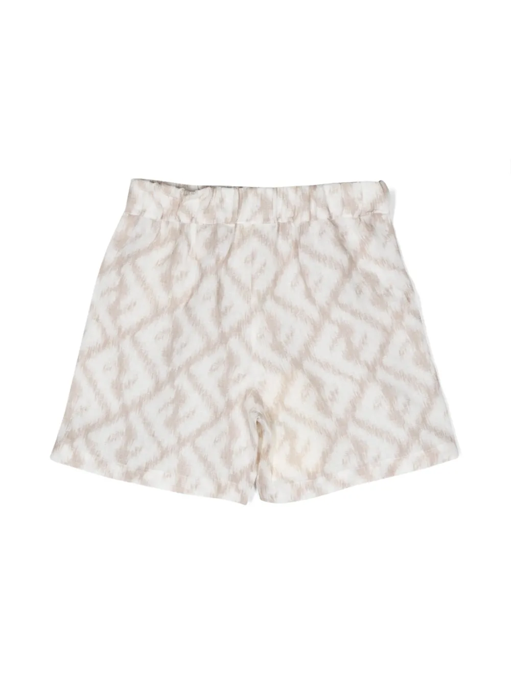 Shop Fendi Ff-logo Print Linen Shorts In White