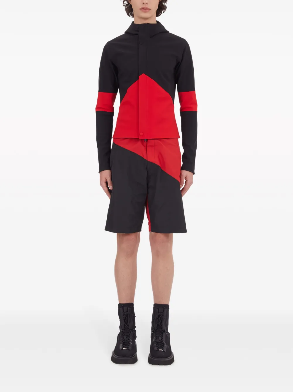 Ferragamo colour-block hooded jacket - Zwart