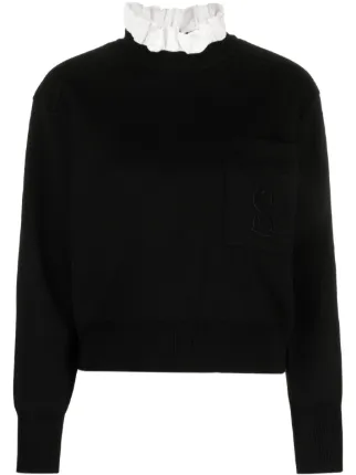 SANDRO ラッフルカラー ニットトップ | ブラック | FARFETCH JP
