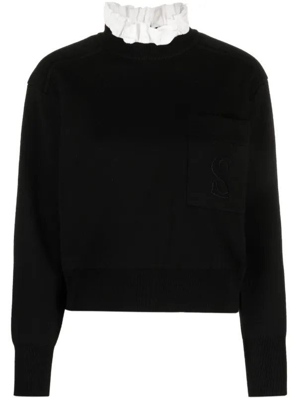 Sandro straight knit dress with ruff collar new arrivals