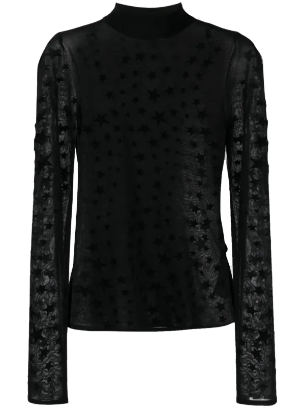Sheer black hot sale top with stars