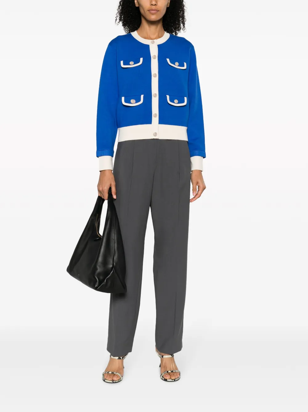 SANDRO contrast-trim buttoned cardigan - Blauw