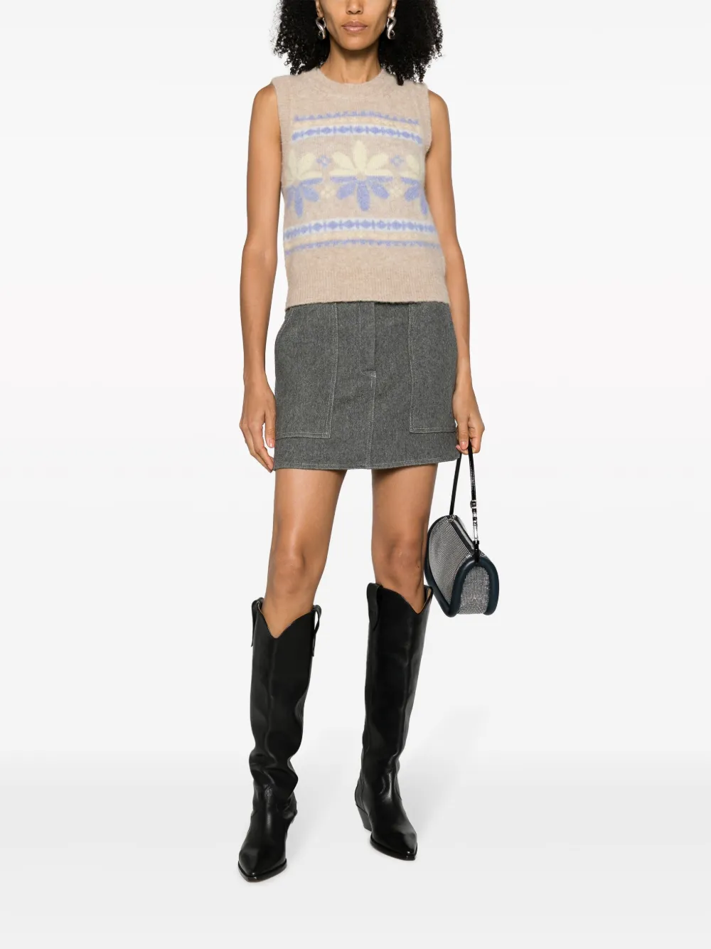 SANDRO Intarsia gilet - Beige