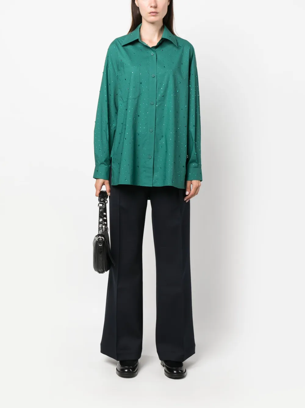 SANDRO Blouse verfraaid met kristallen - Groen