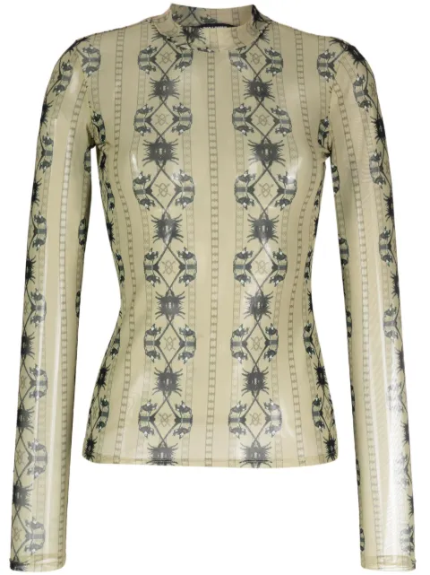 Daily Paper - camel-print mesh top