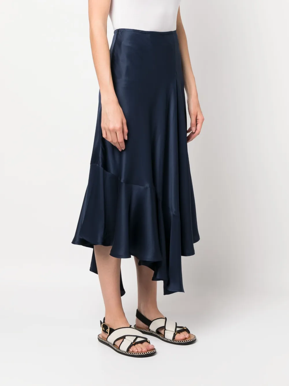 Shop Colville Asymmetric-hem Silk Skirt In Blue