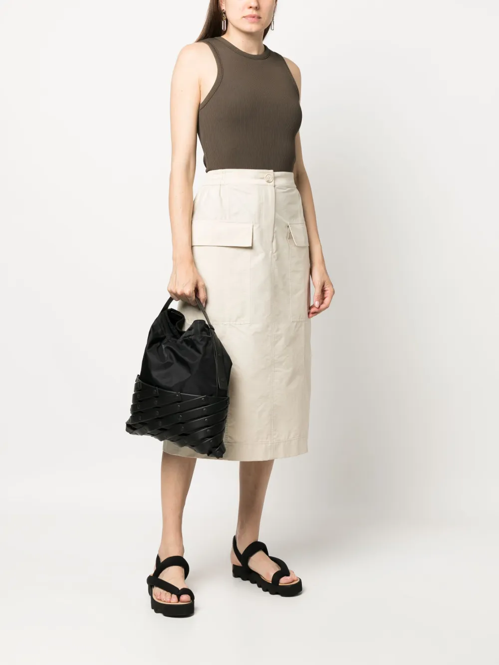 Issey Miyake Spiral Grid-36 tote bag - Zwart