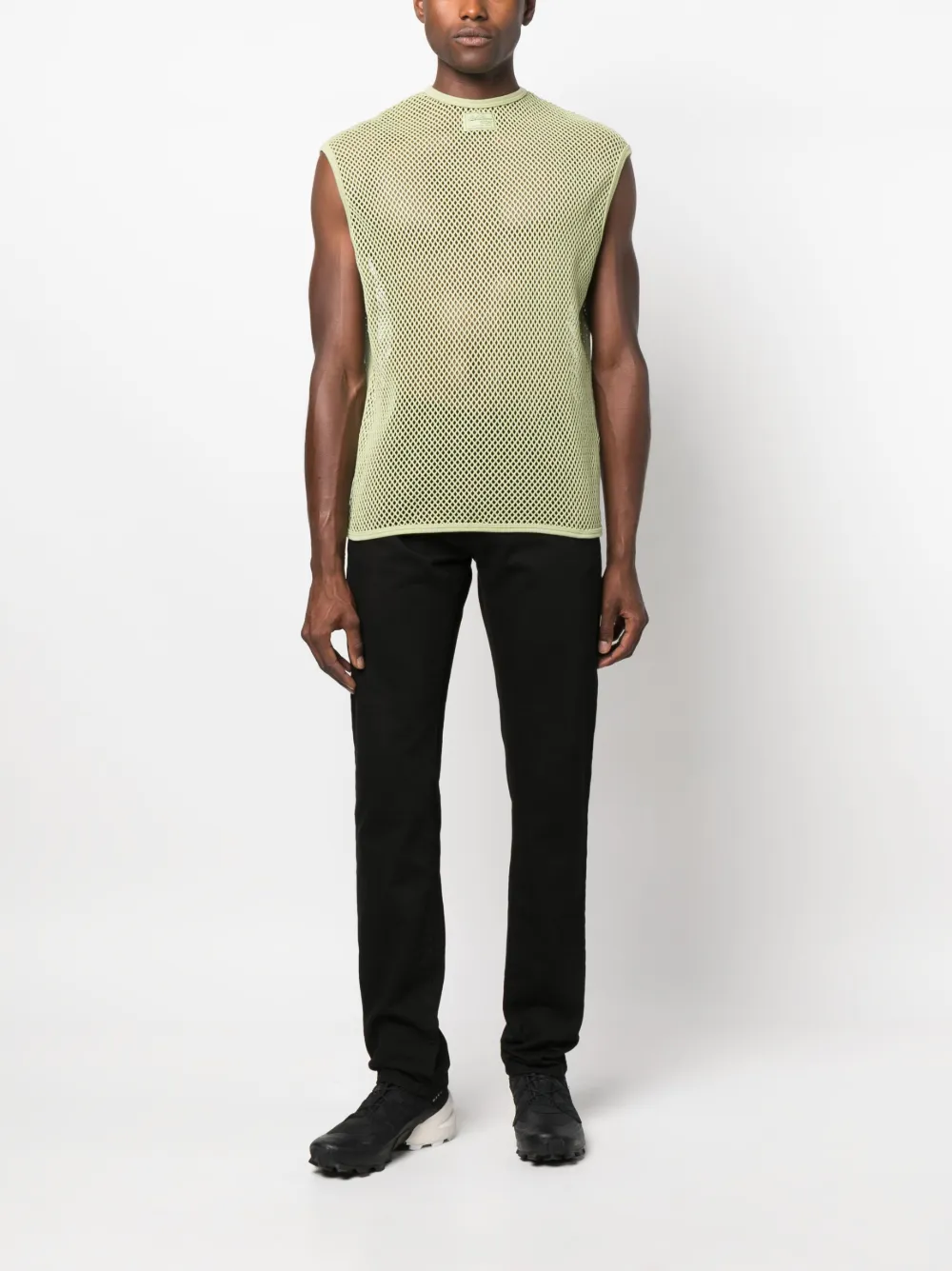 Raf Simons logo-patch mesh vest - Groen