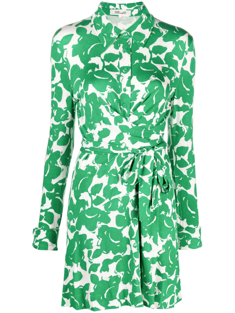 Diane Von Furstenberg Didi Floral Long Sleeve Wrap Shirtdress In Flora Nocturna Green