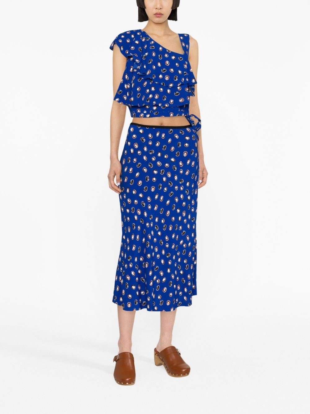 Shop Diane Von Furstenberg Delphine Polka Dot-print Skirt In Blue