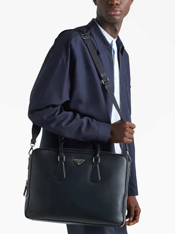 PRADA Navy Saffiano Leather Briefcase Laptop Bag