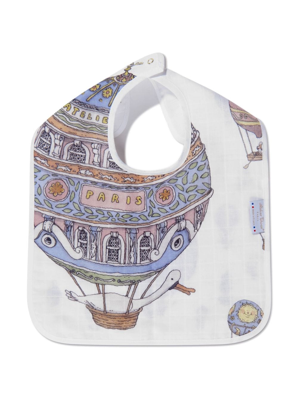 Atelier Choux Balloon-print organic cotton bib - Wit