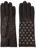 Manokhi eyelet-detail leather gloves - Black