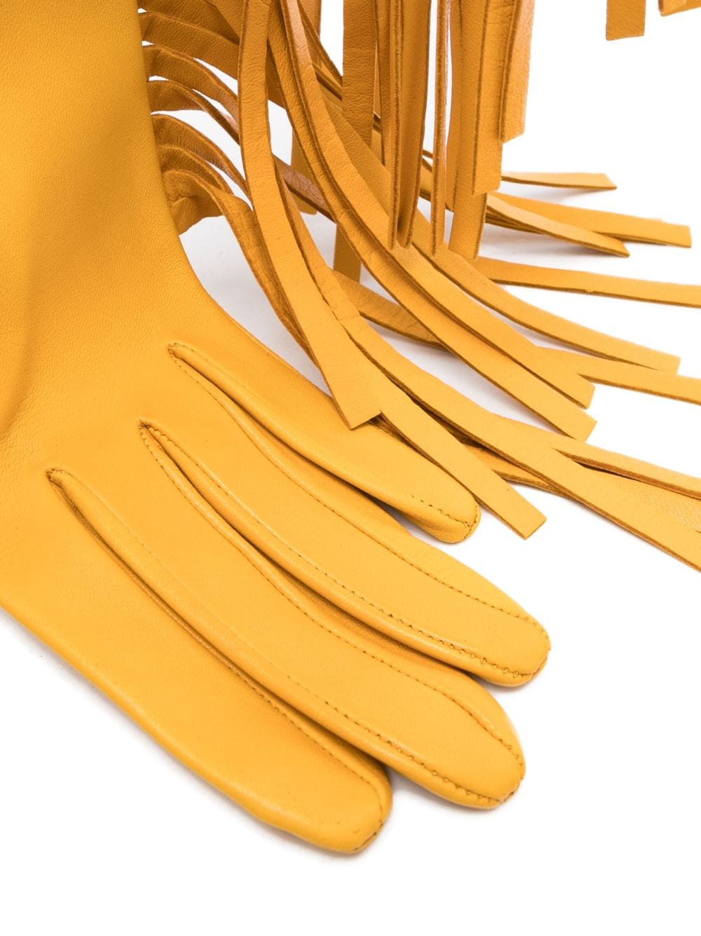 Shop Manokhi Fringe-detail Leather Gloves In Yellow