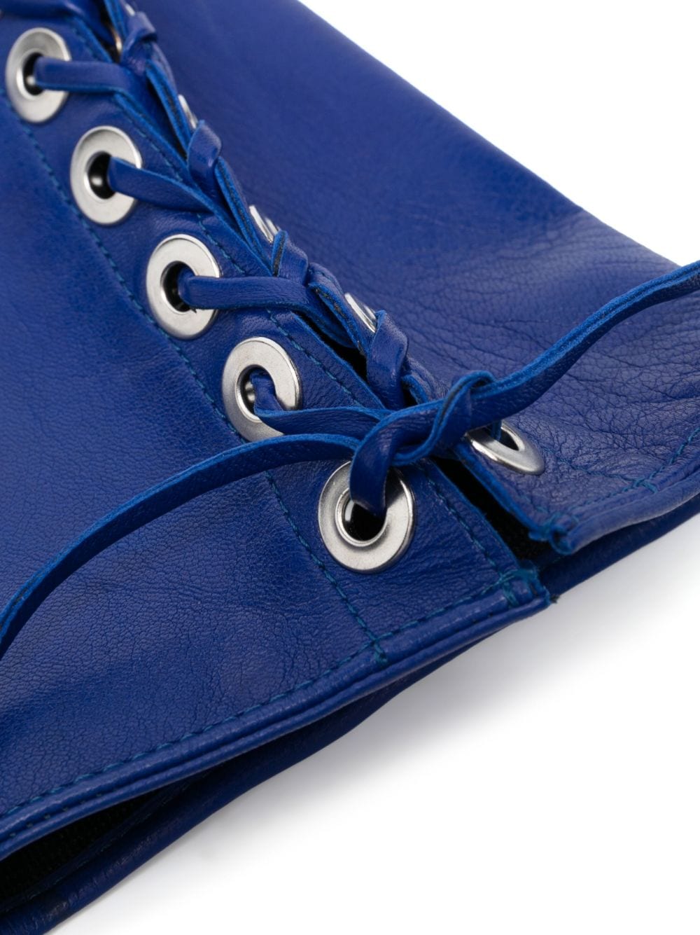 Manokhi lace-up fingerless leather gloves - Blauw
