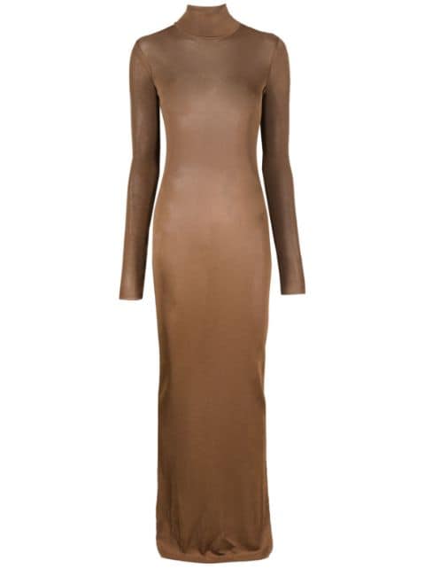 Saint Laurent платье с воротником-воронкой и длинными рукавами