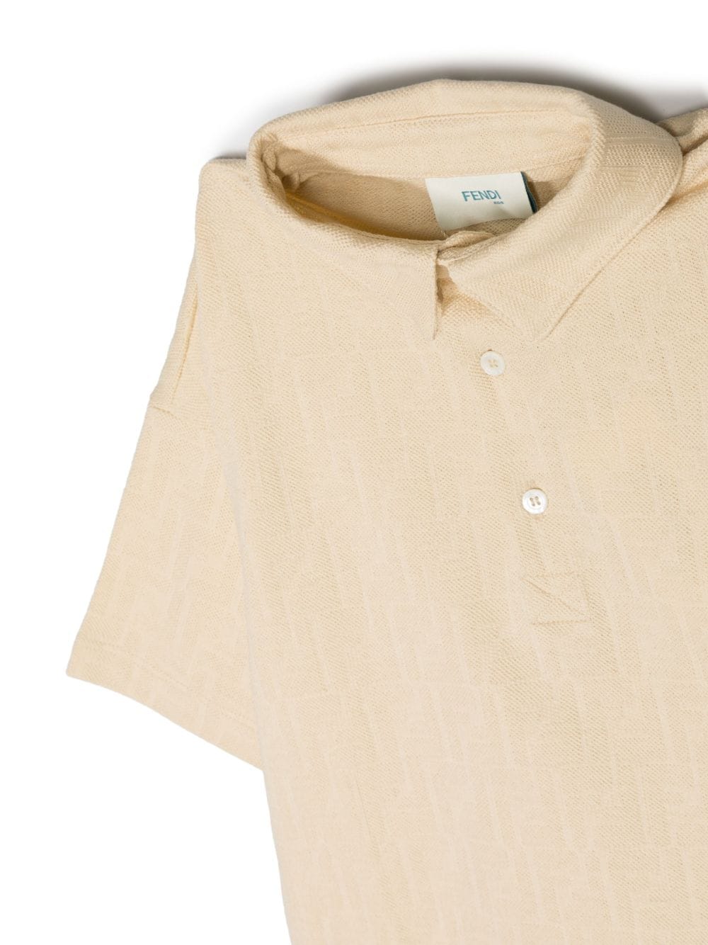 Shop Fendi Embossed-logo Cotton Polo Shirt In Neutrals