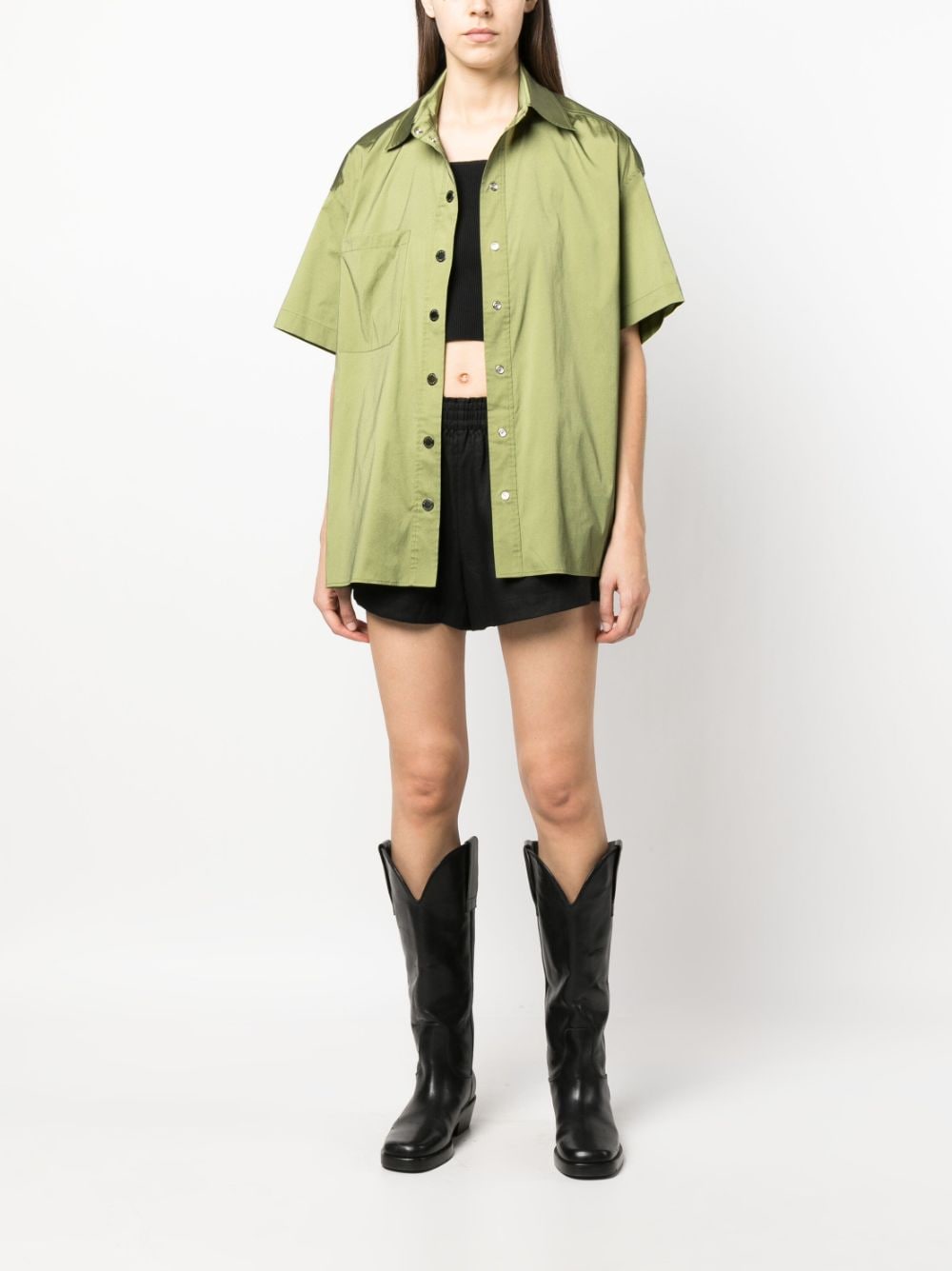 SANDRO short-sleeved satin shirt - Groen
