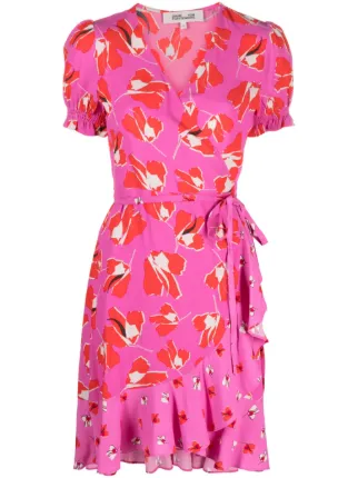 dvf wrap dress pink Sana Dress Diane von Furstenberg