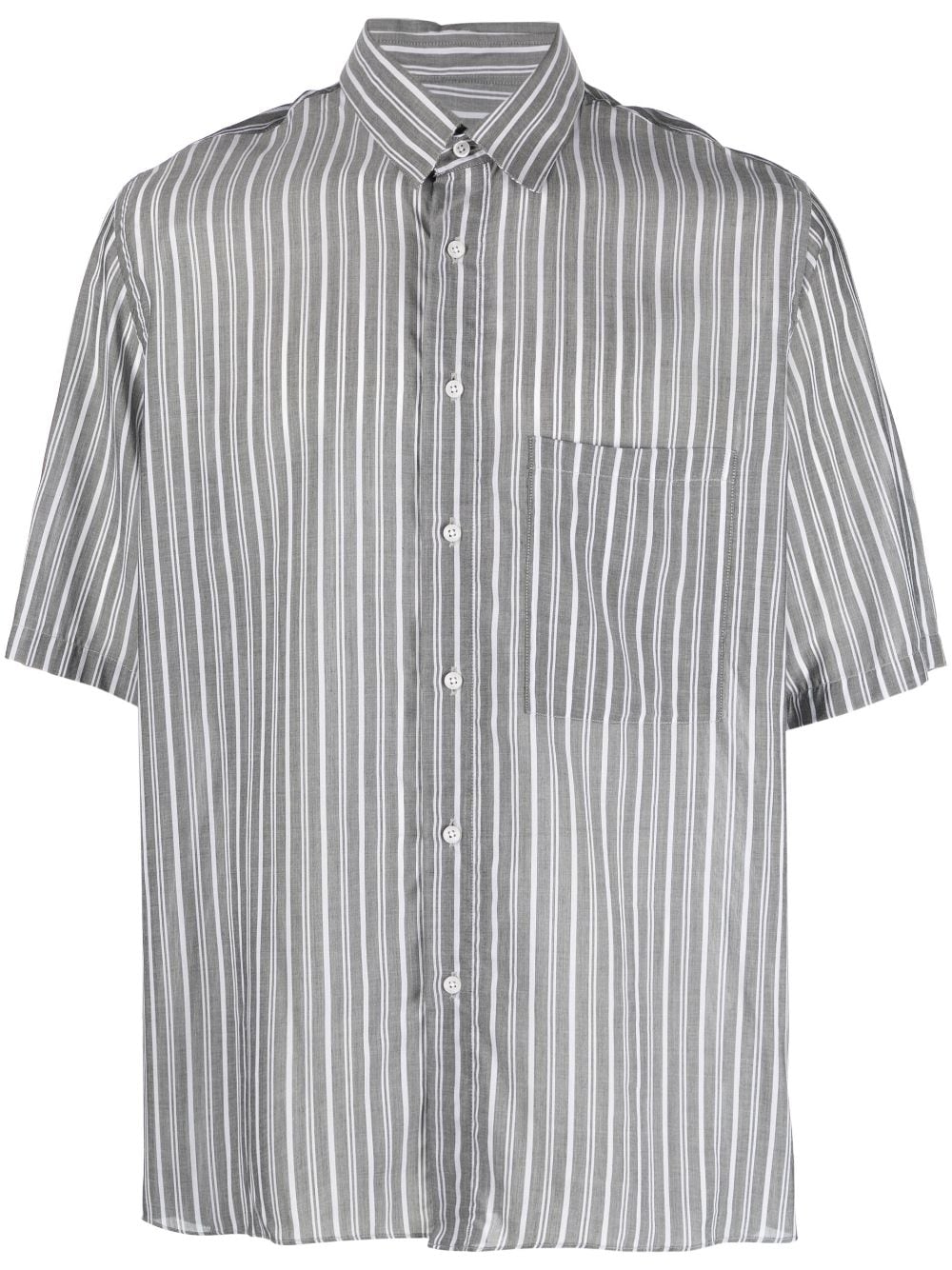 Low Brand Striped Lyocell Shirt In Grey